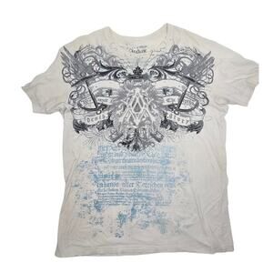 Archaic Affliction Mens 2XL Y2K Short Sleeve T-shirt Crew Neck All Over Print